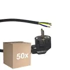Confezione Multipack 50x Noxion Power Cavo di alimentazione Nero - Schuko Europlug + Estremità aperte - 5m - 3 pole 0,75mm2